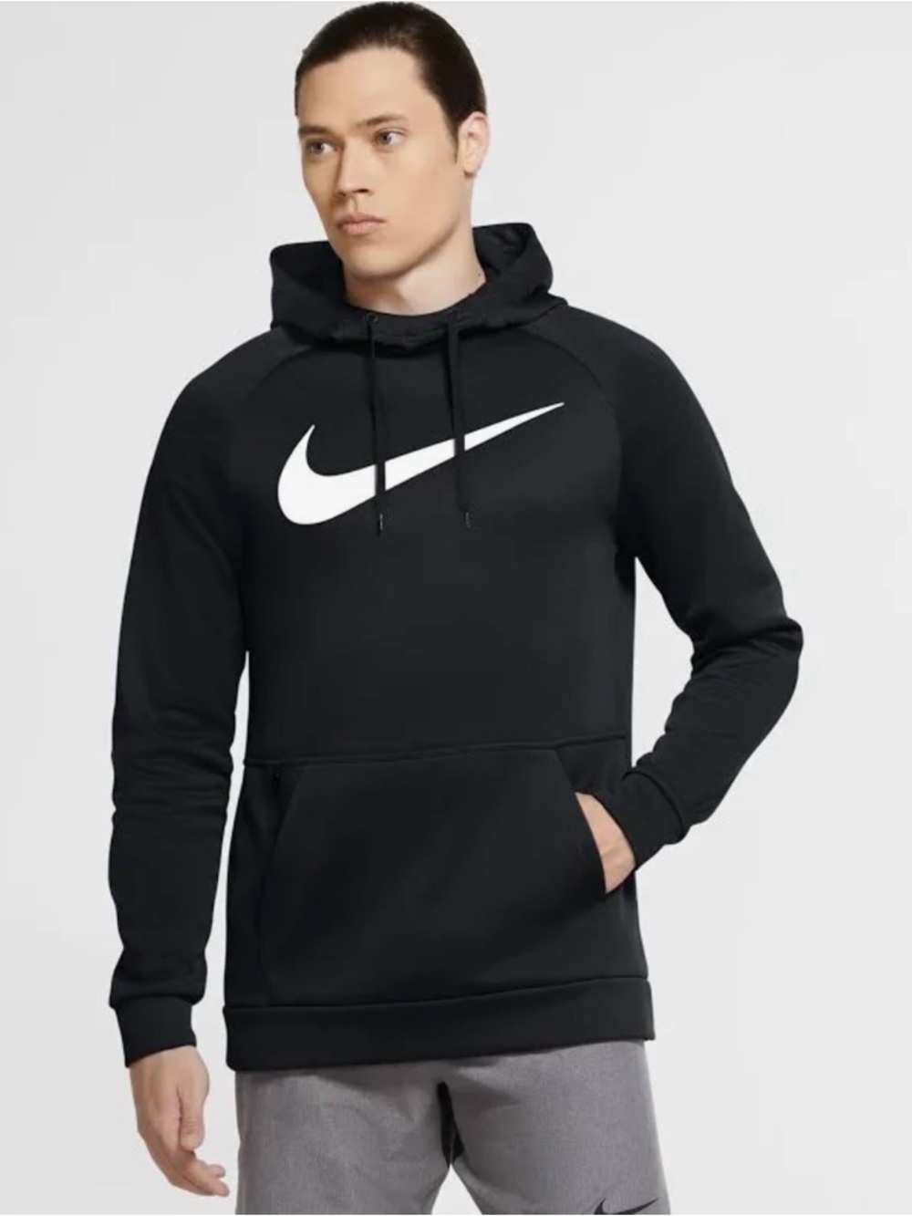 Nike Black Hoodie with White Swoosh Logo